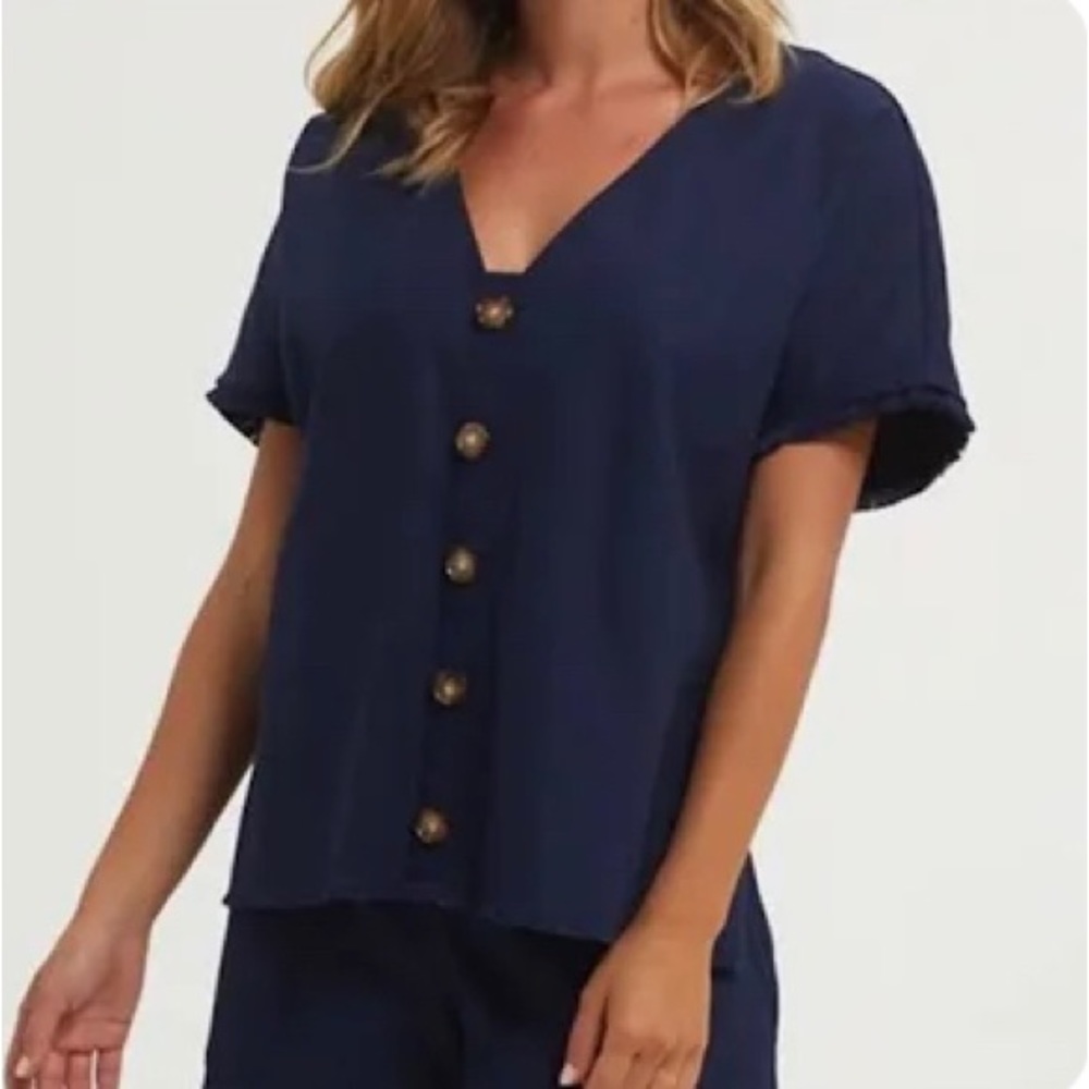 NWT Marie Oliver Clara Linen button down blouse nautical